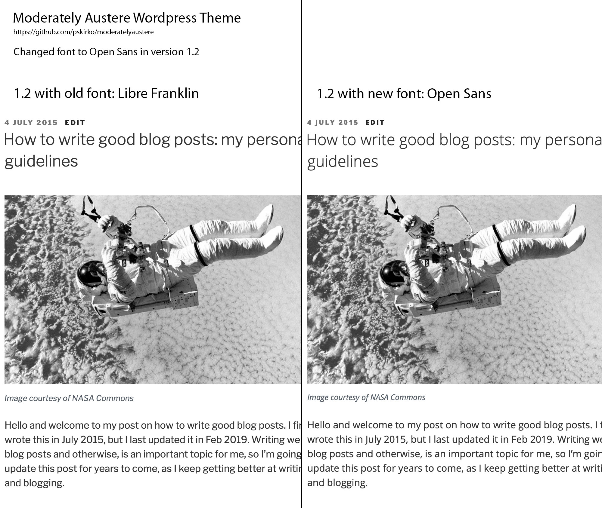 Version 1.2 of Moderately Austere, a personal blog WordPress theme, has been released
